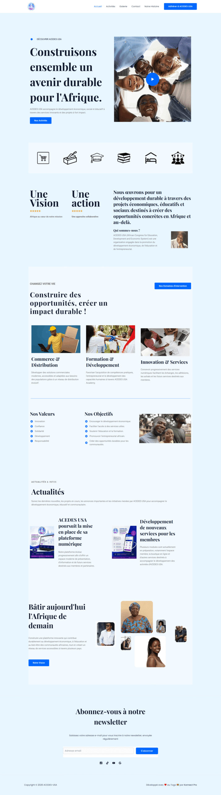Aperçu du site Web ACEDES USA réalisé par Konnect