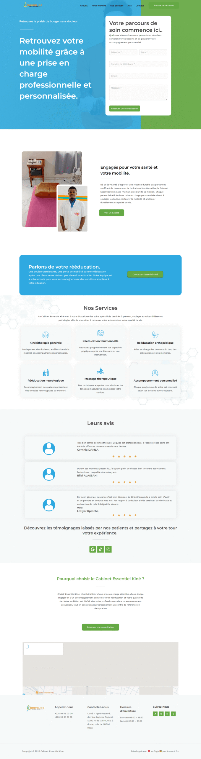 Site Web L'Essentiel Kiné réalisé par Konnect Pro