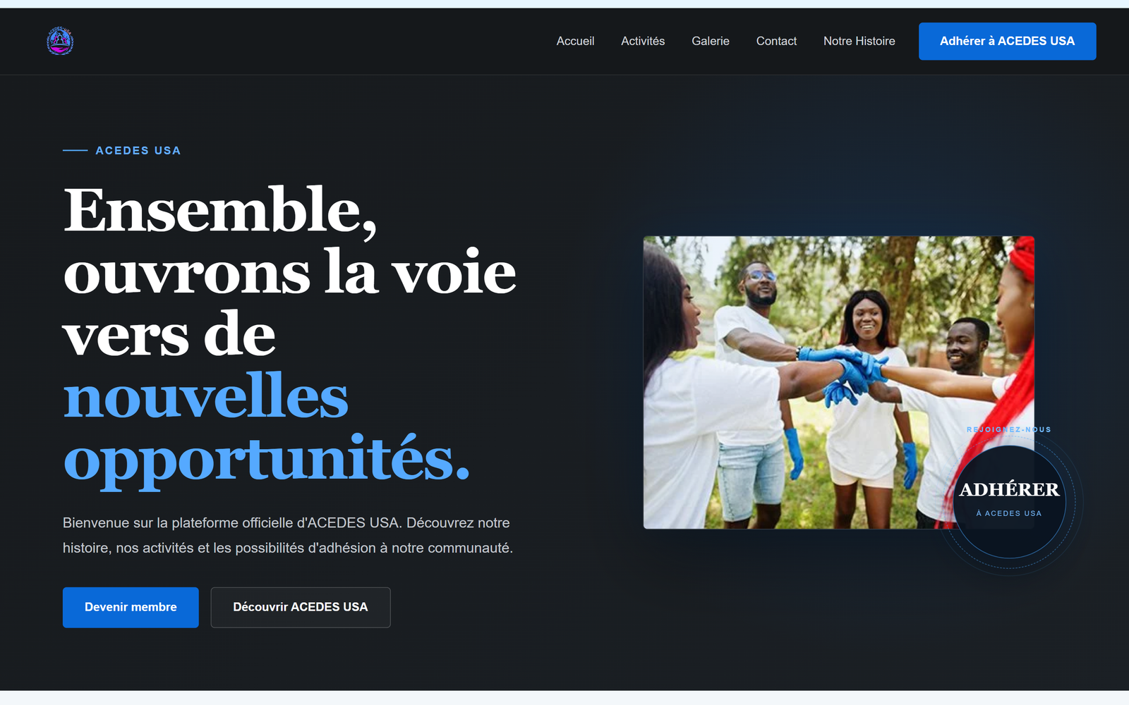 Aperçu du site Web ACEDES USA réalisé par Konnect
